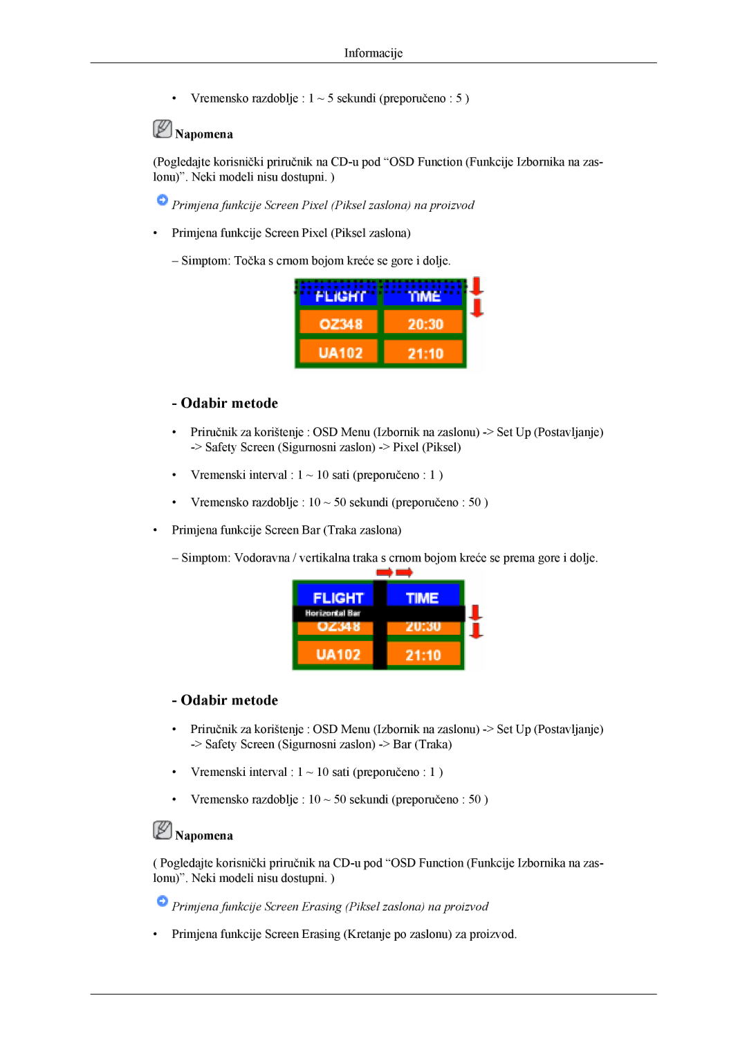 Samsung LH40MSTLBM/EN, LH46MSTLBB/EN, LH40MWTLBN/EN manual Primjena funkcije Screen Pixel Piksel zaslona na proizvod 