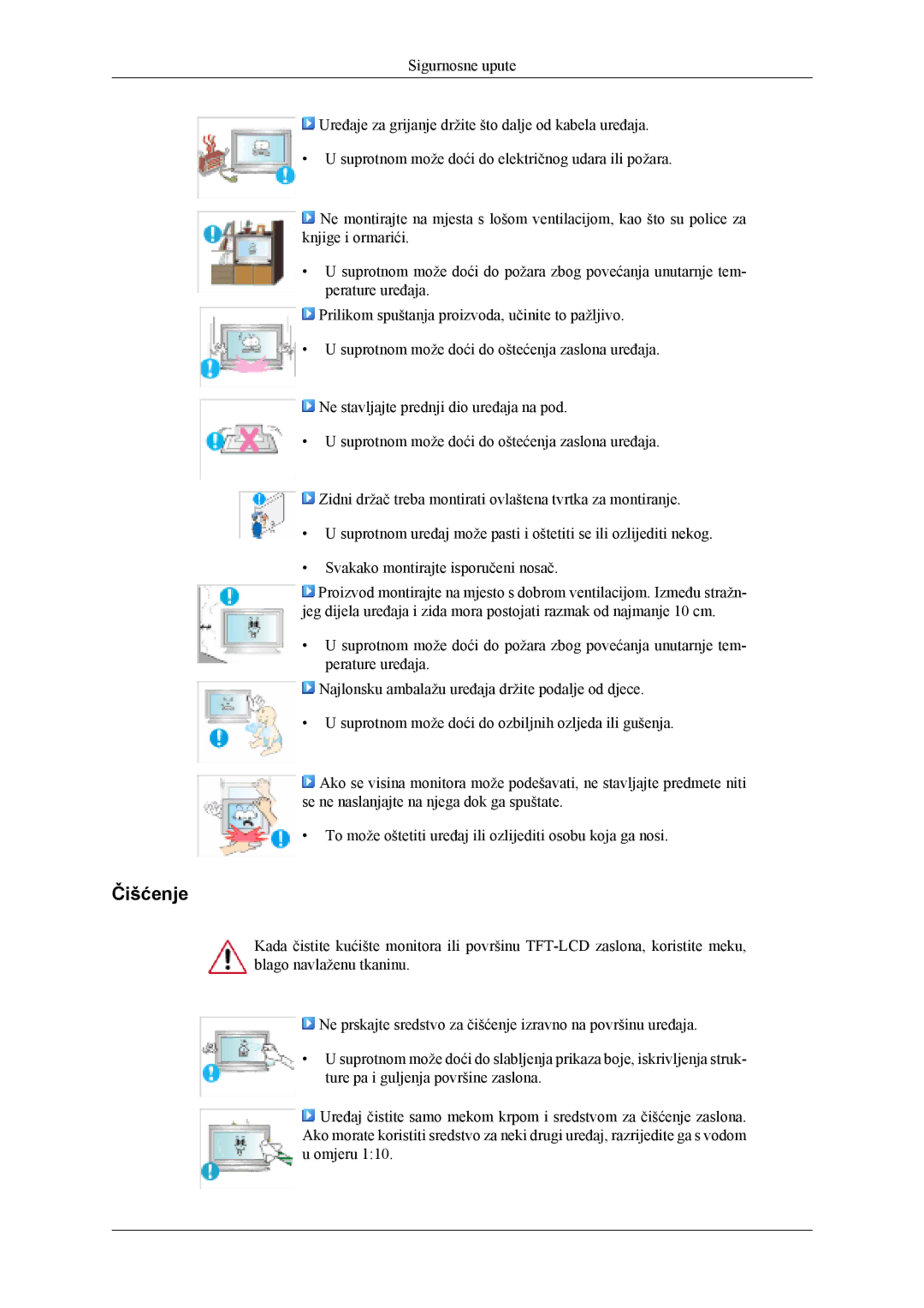 Samsung LH46MSTLBB/EN, LH40MSTLBM/EN, LH40MWTLBN/EN manual Čišćenje 