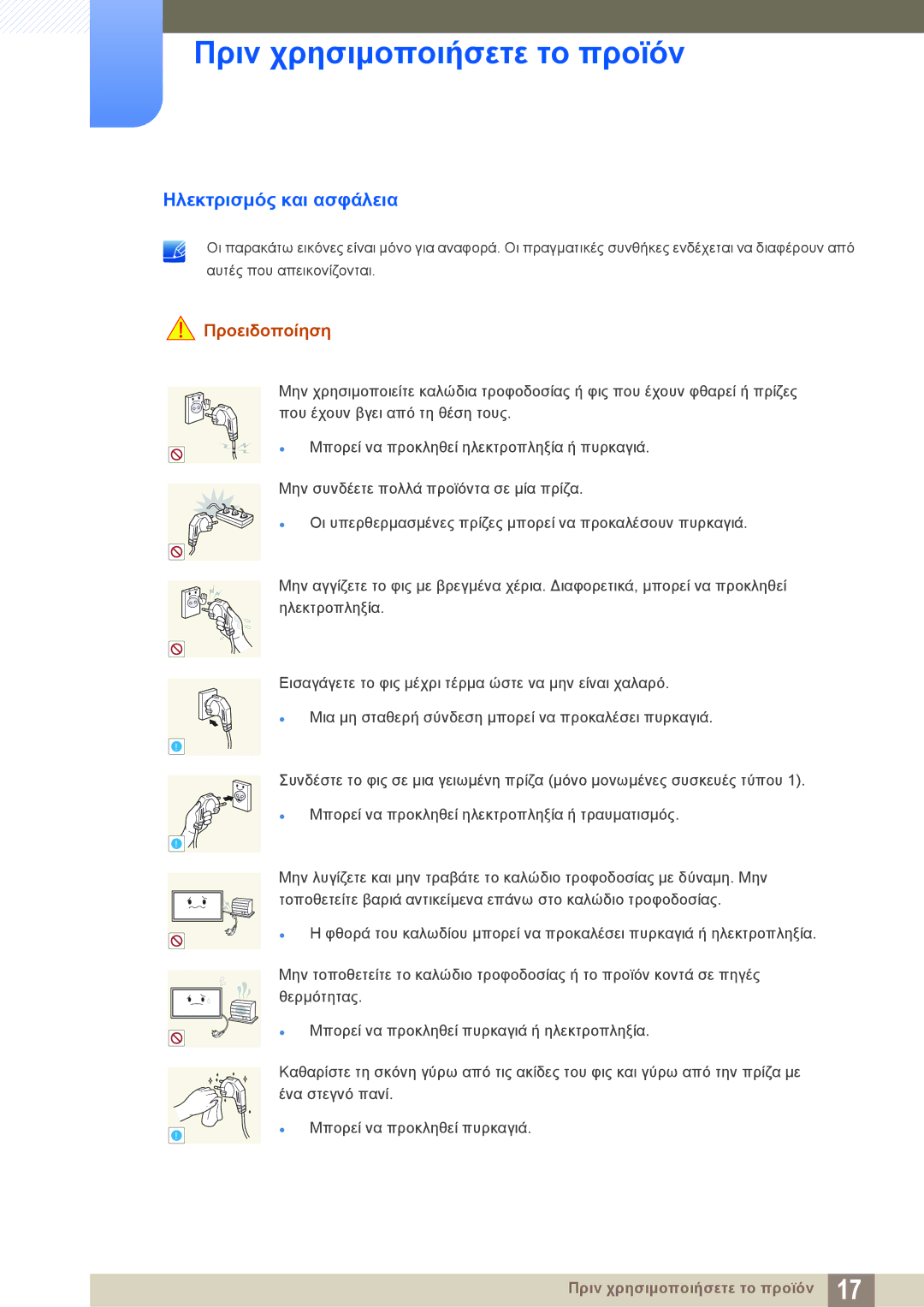 Samsung LH46DECPLBC/EN, LH40PECPLBC/EN manual Ηλεκτρισμός και ασφάλεια, Προειδοποίηση 