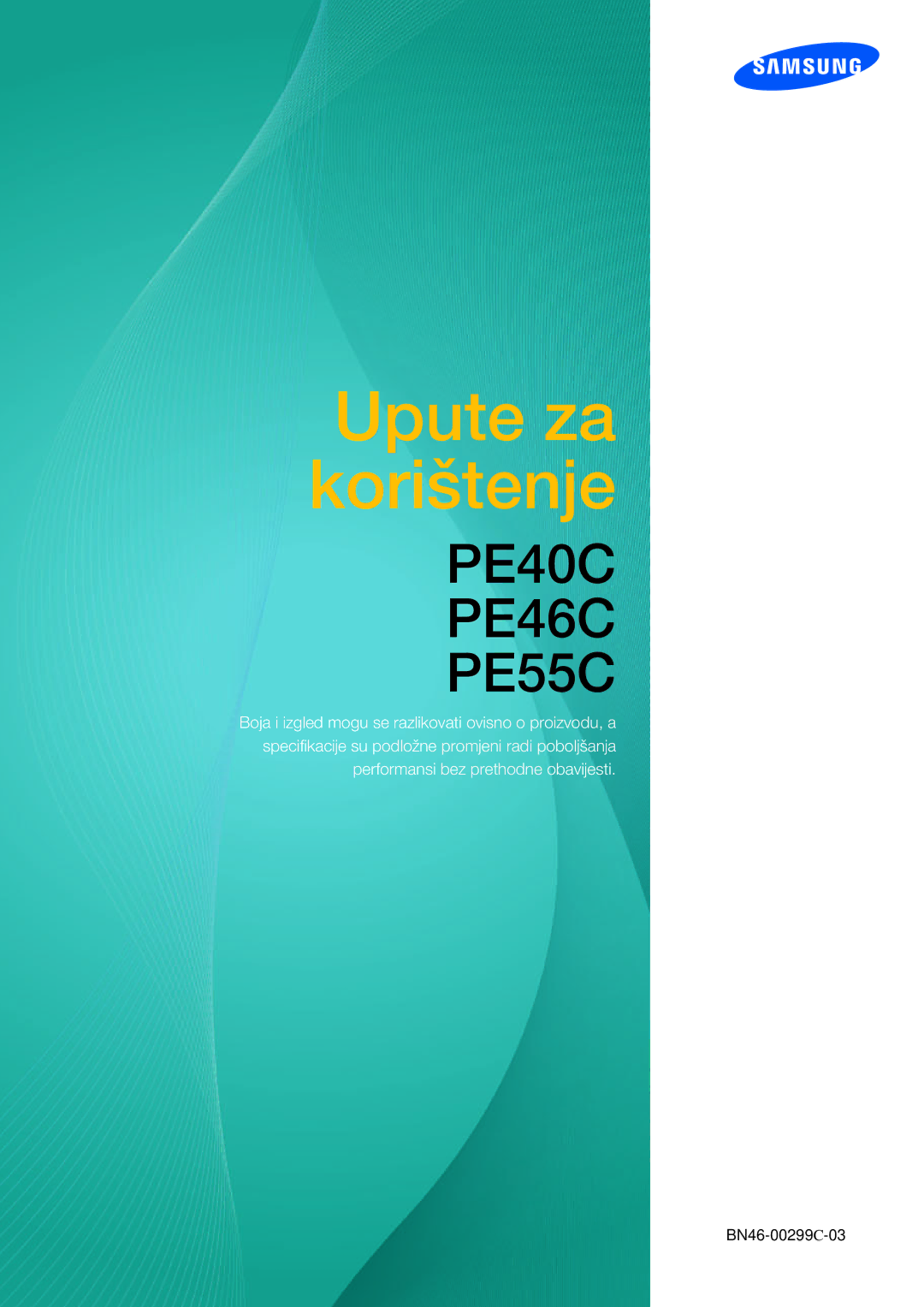 Samsung LH55PECPLBC/EN, LH40PECPLBC/EN, LH46PECPLBC/EN, LH40DECPLBC/EN manual Upute za korištenje 