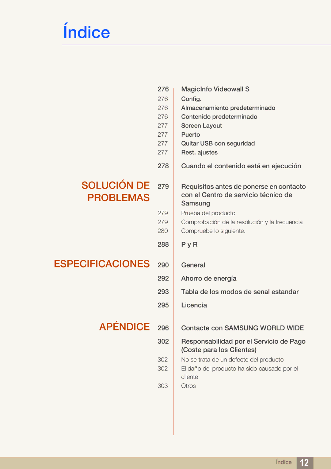 Samsung LH46PECPLBC/EN, LH40PECPLBC/EN, LH55PECPLBC/EN, LH46DECPLBC/EN, LH40DECPLBC/EN manual Solución DE 279 Problemas 