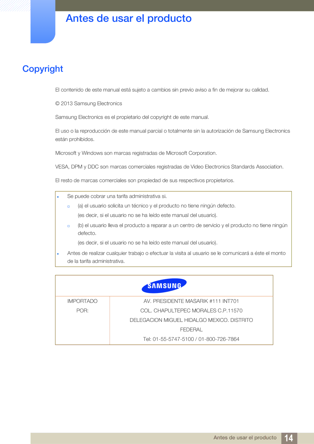 Samsung LH40DECPLBC/EN, LH40PECPLBC/EN, LH55PECPLBC/EN, LH46PECPLBC/EN, LH46DECPLBC/EN Antes de usar el producto, Copyright 