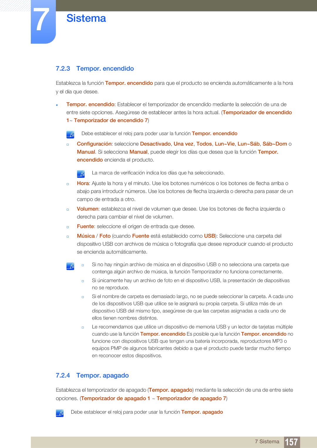 Samsung LH46PECPLBC/EN, LH40PECPLBC/EN, LH55PECPLBC/EN, LH46DECPLBC/EN, LH40DECPLBC/EN Tempor. encendido, Tempor. apagado 