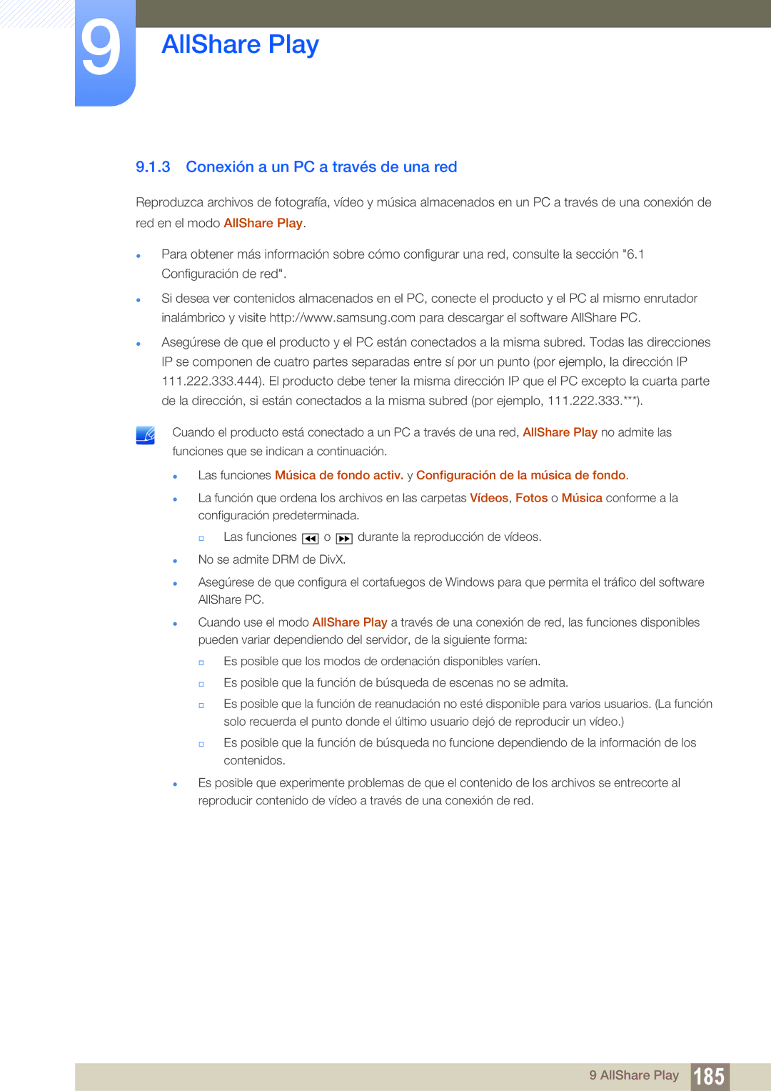 Samsung LH40PECPLBC/EN, LH55PECPLBC/EN, LH46PECPLBC/EN, LH46DECPLBC/EN, LH40DECPLBC/EN Conexión a un PC a través de una red 