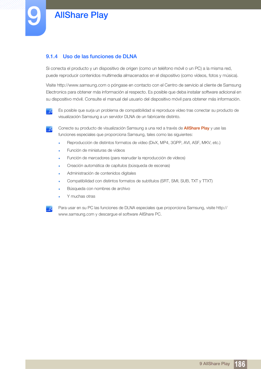 Samsung LH55PECPLBC/EN, LH40PECPLBC/EN, LH46PECPLBC/EN, LH46DECPLBC/EN, LH40DECPLBC/EN manual Uso de las funciones de Dlna 