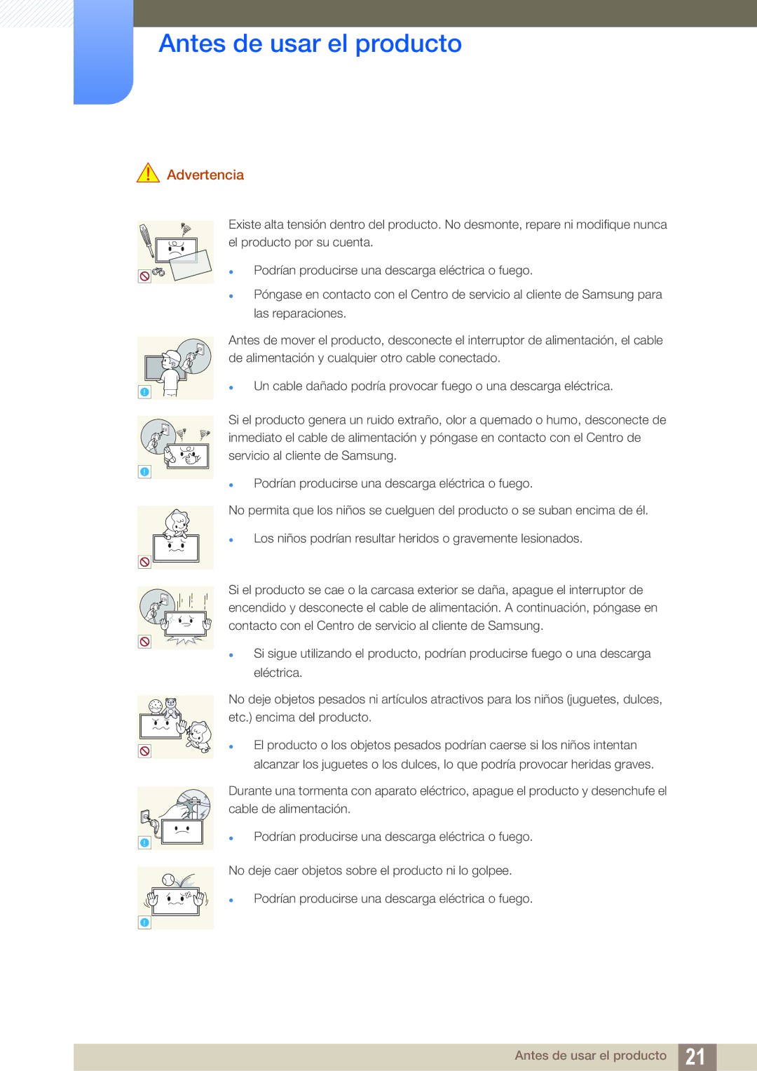 Samsung LH55PECPLBC/EN, LH40PECPLBC/EN, LH46PECPLBC/EN, LH46DECPLBC/EN, LH40DECPLBC/EN manual Advertencia 