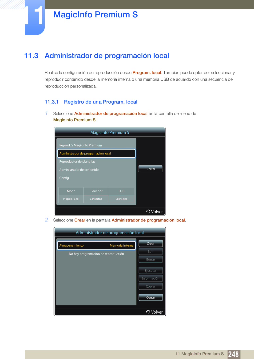 Samsung LH46DECPLBC/EN, LH40PECPLBC/EN, LH55PECPLBC/EN, LH46PECPLBC/EN, LH40DECPLBC/EN Administrador de programación local 