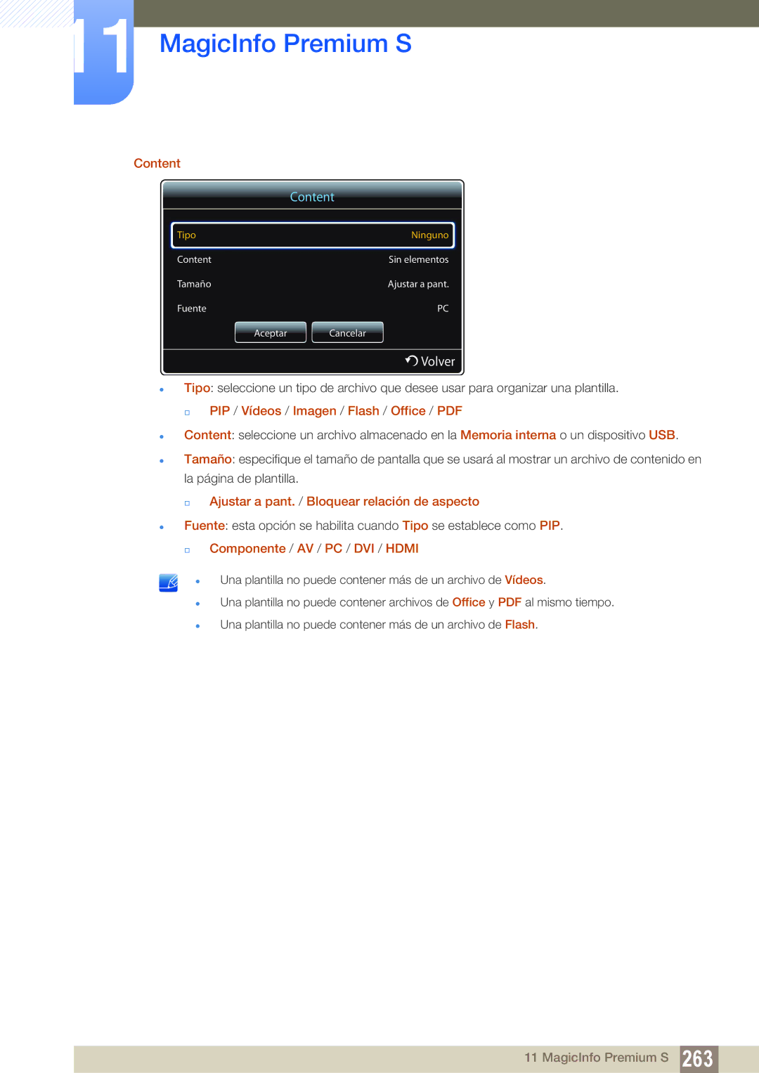 Samsung LH46DECPLBC/EN Content,  Ajustar a pant. / Bloquear relación de aspecto,  Componente / AV / PC / DVI / Hdmi 