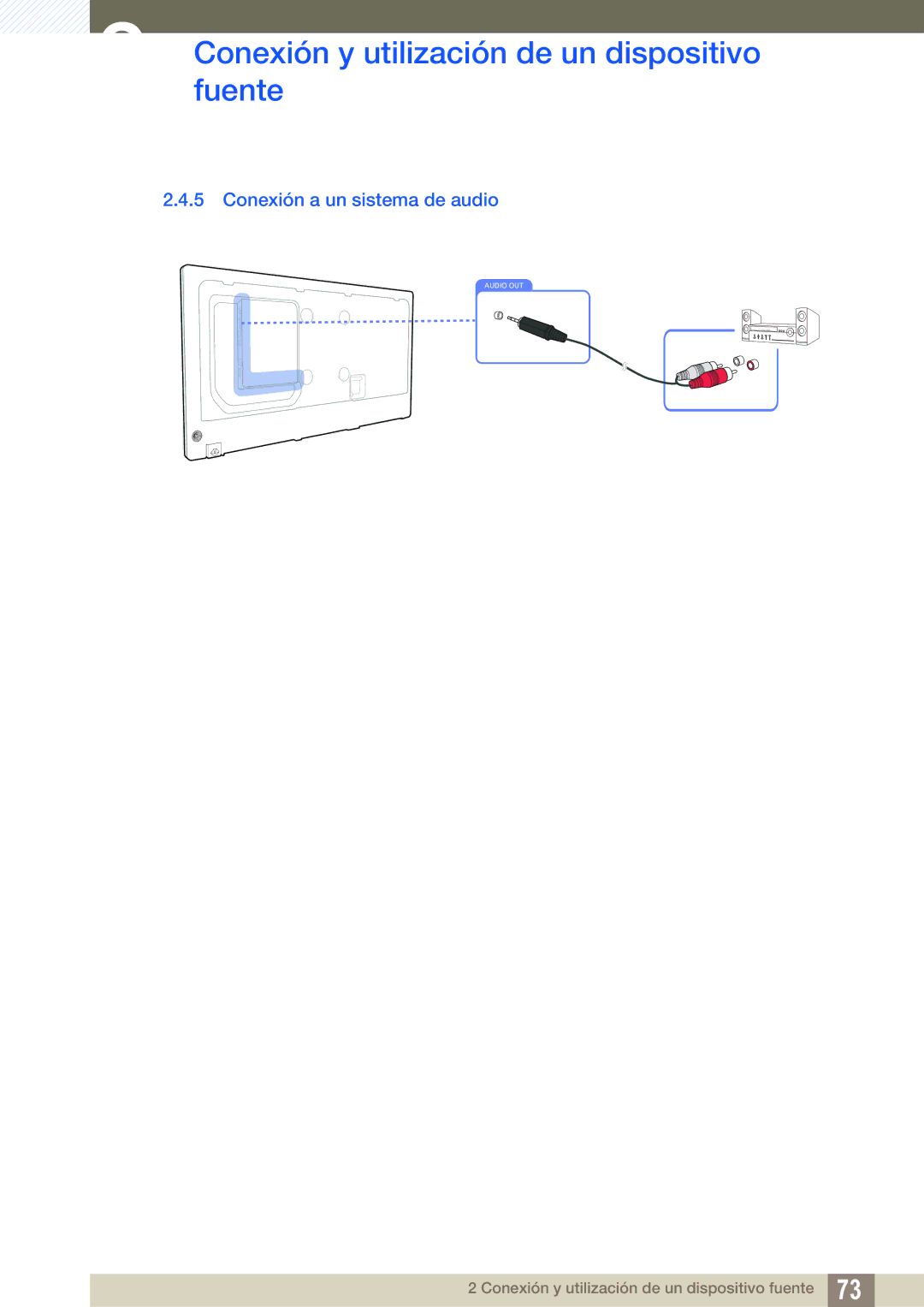 Samsung LH46DECPLBC/EN, LH40PECPLBC/EN, LH55PECPLBC/EN, LH46PECPLBC/EN, LH40DECPLBC/EN manual Conexión a un sistema de audio 