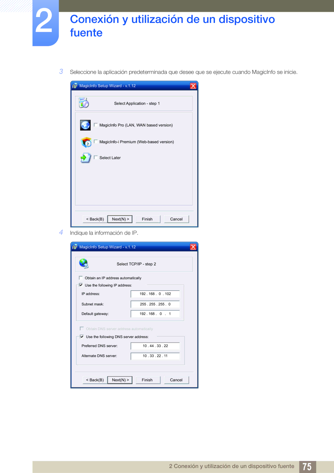 Samsung LH40PECPLBC/EN, LH55PECPLBC/EN, LH46PECPLBC/EN, LH46DECPLBC/EN, LH40DECPLBC/EN manual Indique la información de IP 