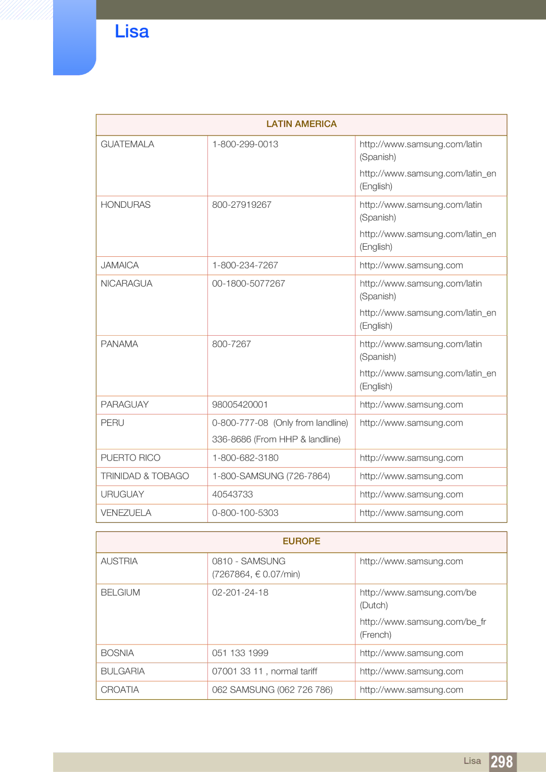 Samsung LH46DECPLBC/EN, LH40PECPLBC/EN, LH55PECPLBC/EN, LH46PECPLBC/EN, LH40DECPLBC/EN manual Europe 