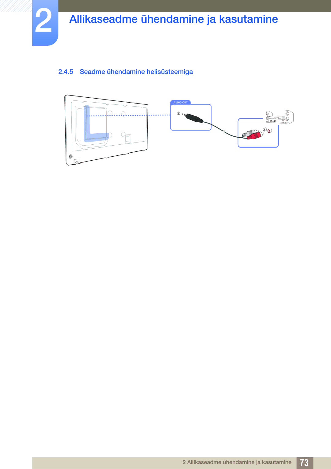 Samsung LH46DECPLBC/EN, LH40PECPLBC/EN, LH55PECPLBC/EN, LH46PECPLBC/EN, LH40DECPLBC/EN manual Seadme ühendamine helisüsteemiga 