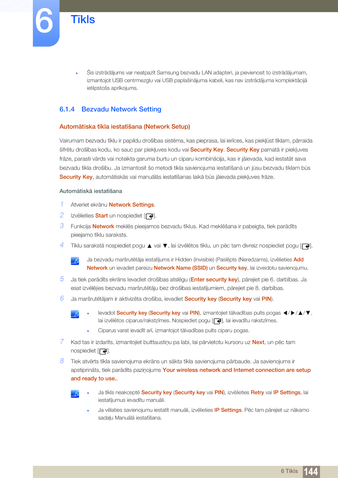 Samsung LH40DECPLBC/EN, LH40PECPLBC/EN, LH55PECPLBC/EN Bezvadu Network Setting, Automātiska tīkla iestatīšana Network Setup 