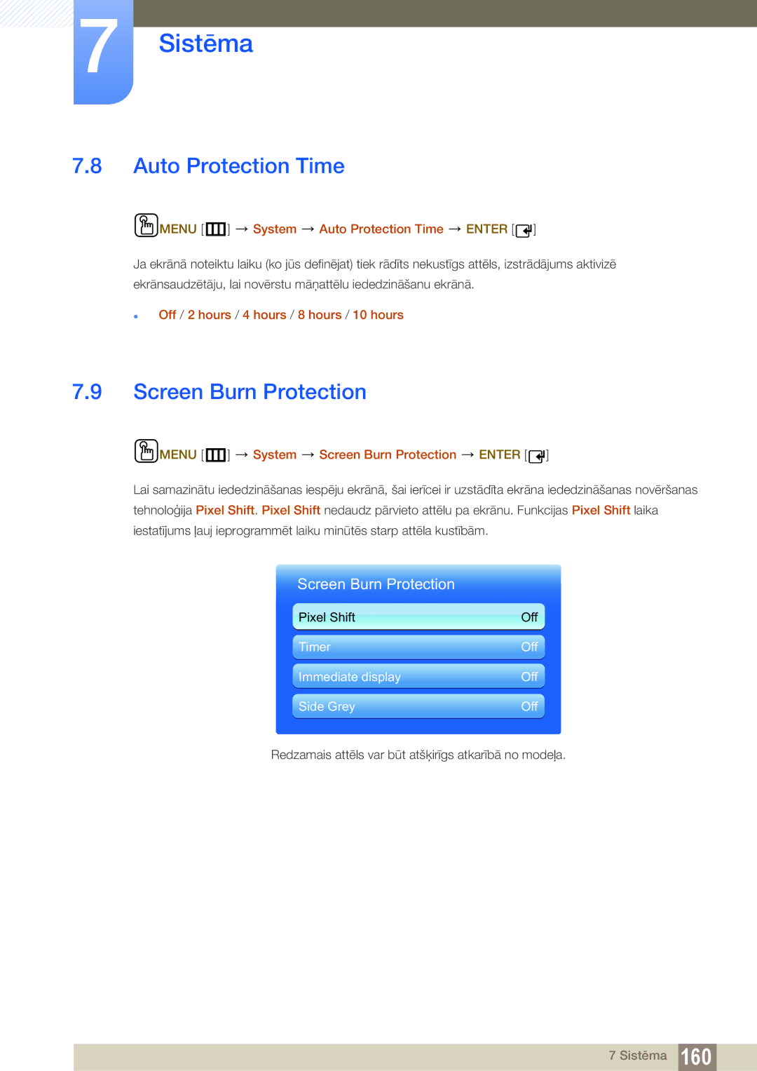 Samsung LH40PECPLBC/EN, LH55PECPLBC/EN, LH46PECPLBC/EN Screen Burn Protection, Menu m System Auto Protection Time Enter 