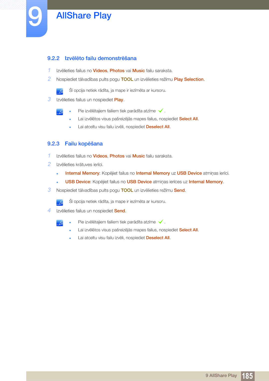 Samsung LH40PECPLBC/EN, LH55PECPLBC/EN, LH46PECPLBC/EN, LH46DECPLBC/EN manual 2 Izvēlēto failu demonstrēšana, Failu kopēšana 