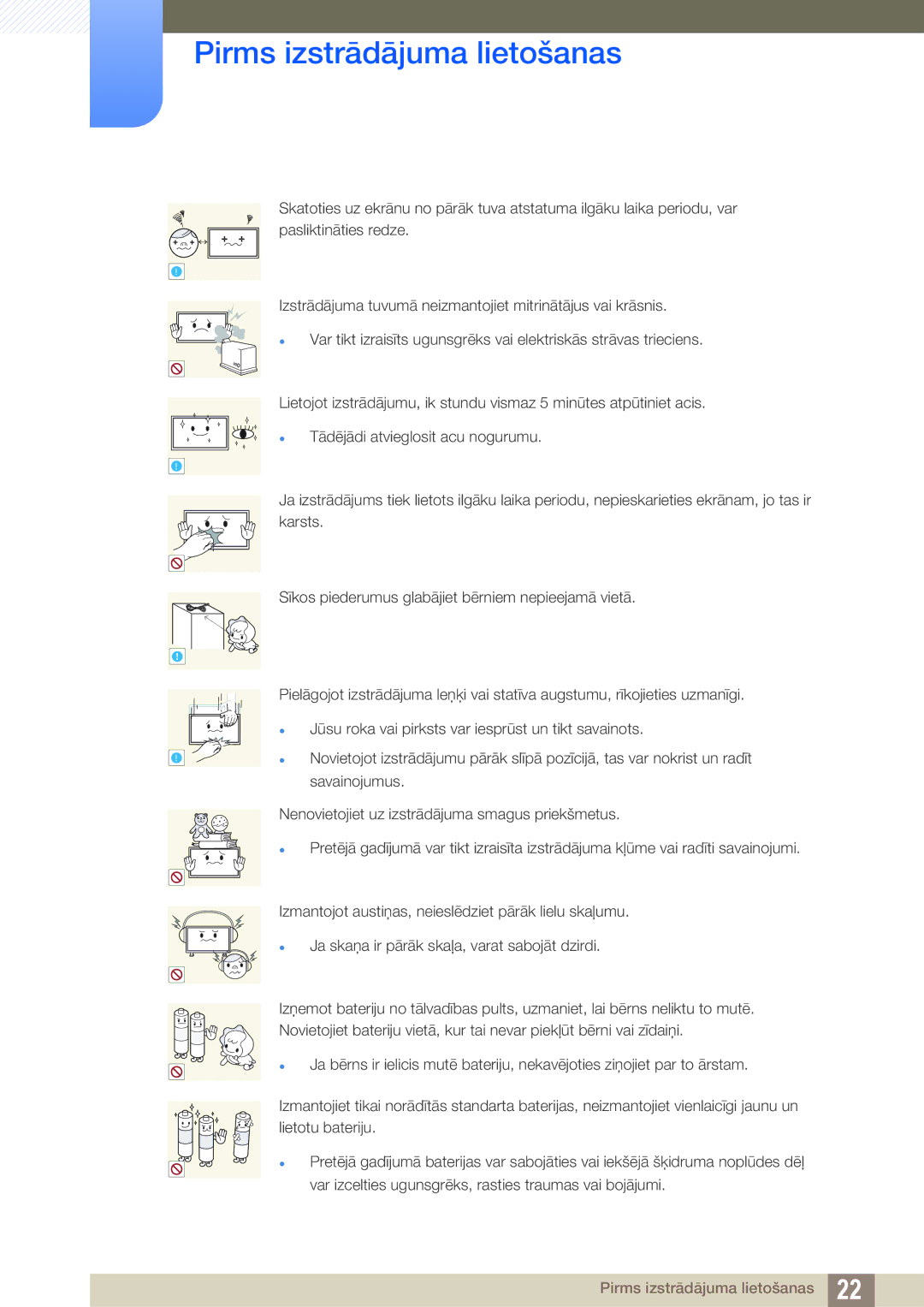 Samsung LH46PECPLBC/EN, LH40PECPLBC/EN, LH55PECPLBC/EN, LH46DECPLBC/EN, LH40DECPLBC/EN manual Pirms izstrādājuma lietošanas 