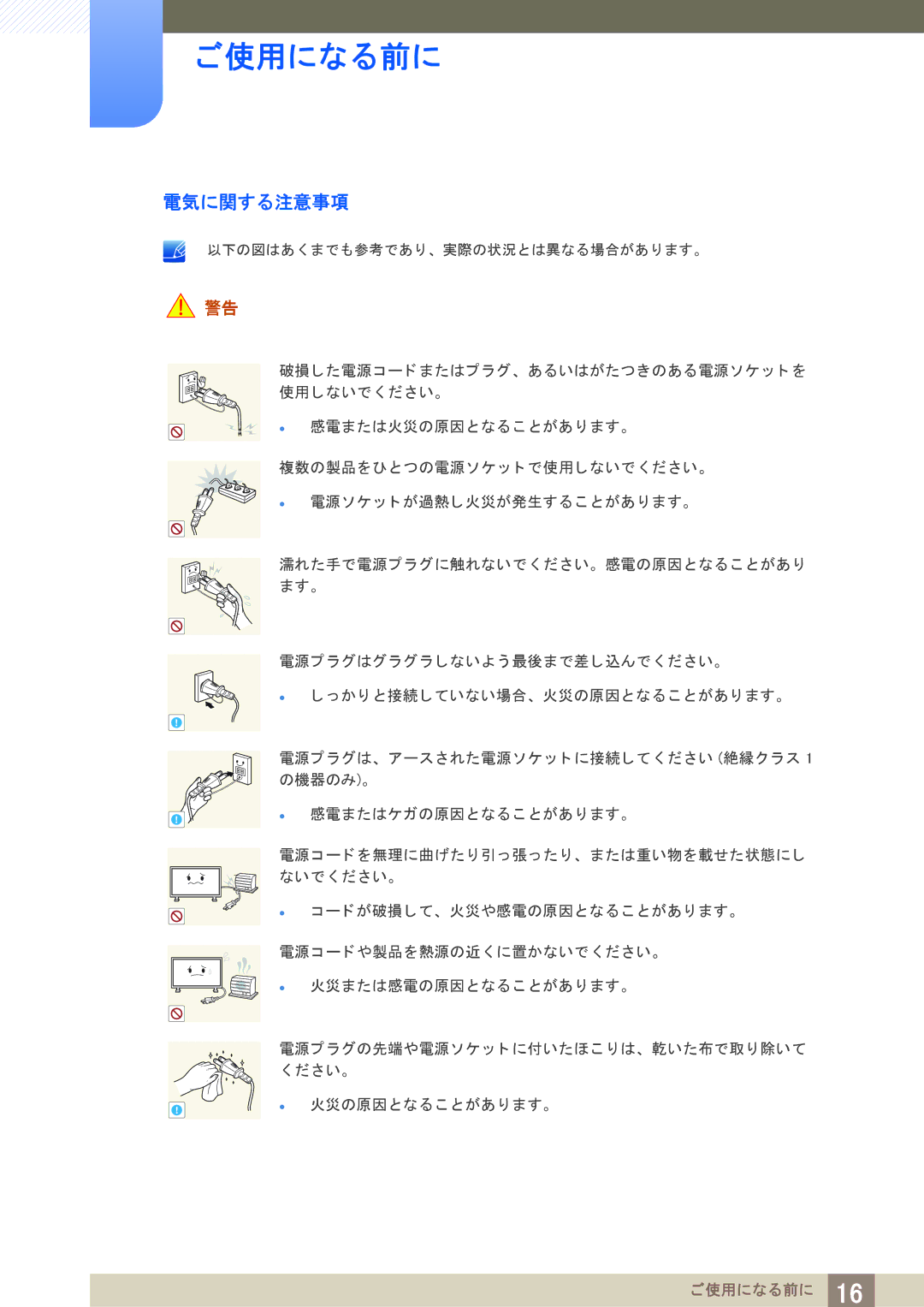 Samsung LH40PECPLBC/XJ manual 電気に関する注意事項 