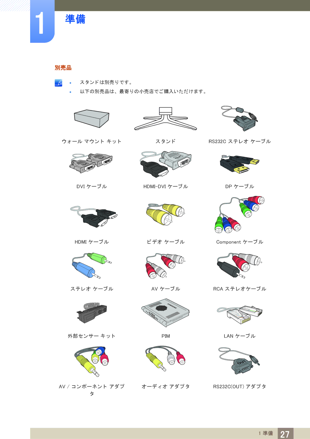 Samsung LH40PECPLBC/XJ manual 別売品 