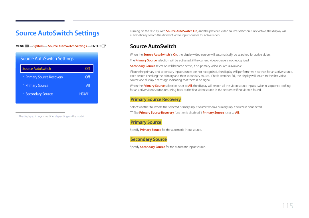 Samsung LH40RMDWLGU/CH, LH40RMDPLGU/EN, LH48RMDWLGU/CH manual Source AutoSwitch Settings 