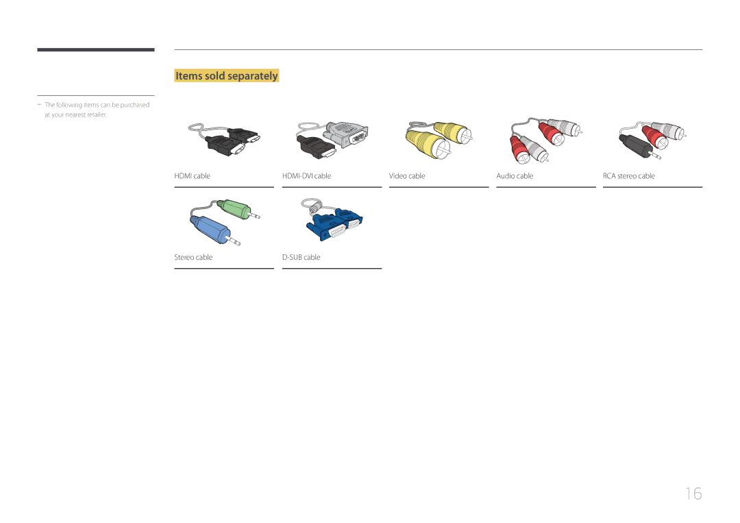 Samsung LH40RMDWLGU/CH, LH40RMDPLGU/EN, LH48RMDWLGU/CH manual Items sold separately 