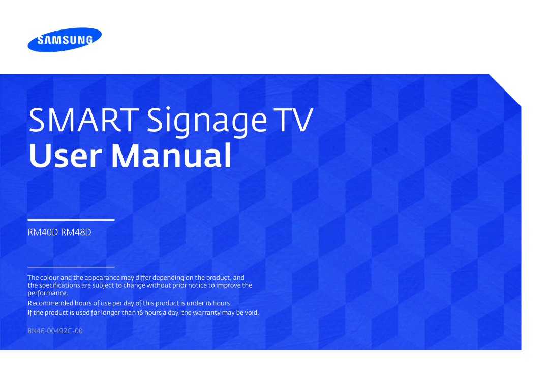 Samsung LH48RMDPLGU/EN, LH40RMDPLGU/EN, LH48RMDELGW/EN manual Smart Signage TV Kasutusjuhend 