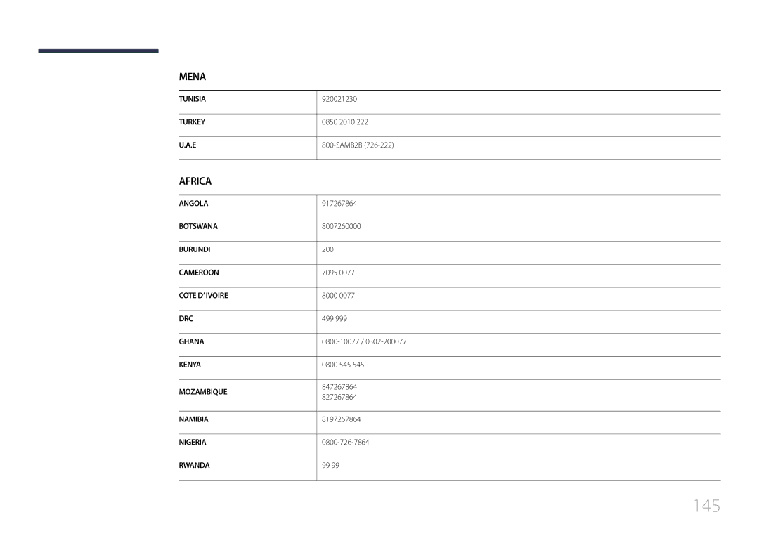 Samsung LH48RMDPLGU/EN, LH40RMDPLGU/EN, LH48RMDELGW/EN, LH40RMDELGW/EN manual 145 