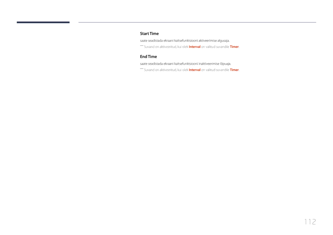 Samsung LH48RMDPLGU/EN, LH40RMDPLGU/EN, LH48RMDELGW/EN manual 112, Start Time, End Time 