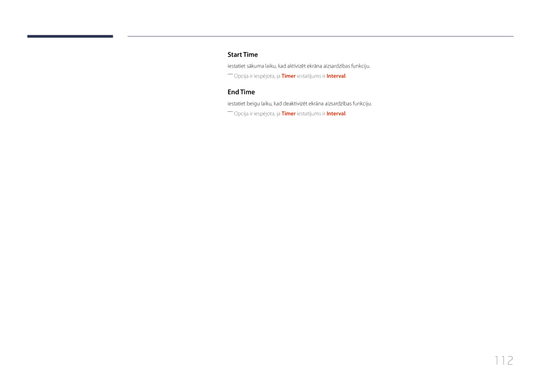 Samsung LH48RMDPLGU/EN, LH40RMDPLGU/EN, LH48RMDELGW/EN manual 112, Start Time, End Time 