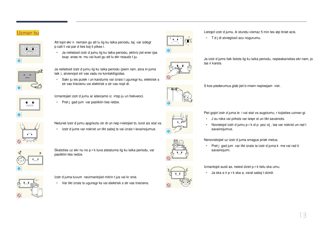 Samsung LH48RMDPLGU/EN, LH40RMDPLGU/EN, LH48RMDELGW/EN manual Uzmanību 