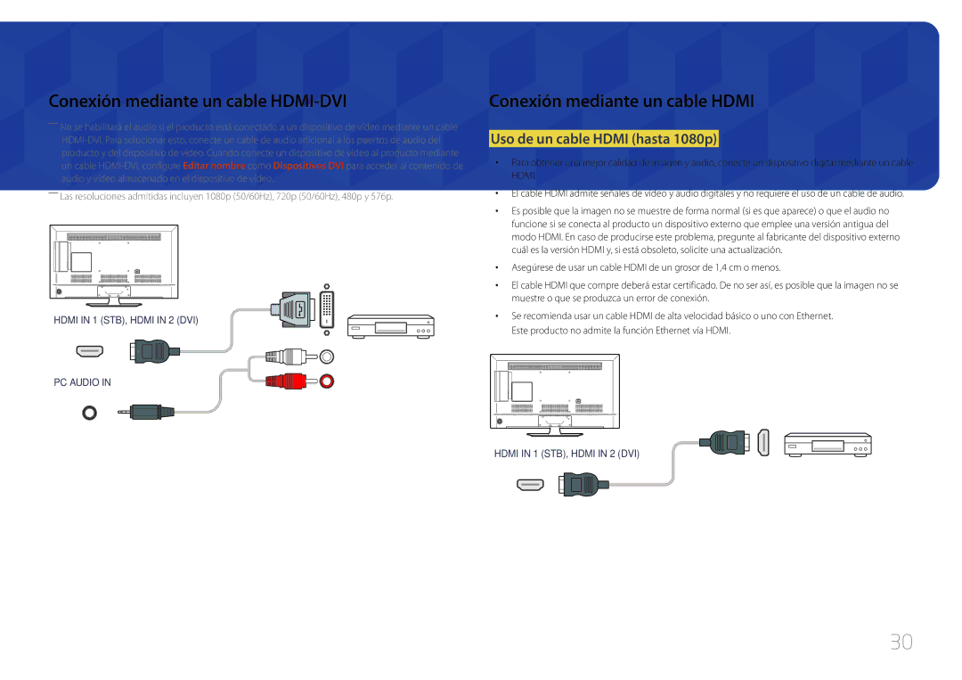 Samsung LH40RMDPLGU/EN, LH48RMDPLGU/EN manual Uso de un cable Hdmi hasta 1080p 