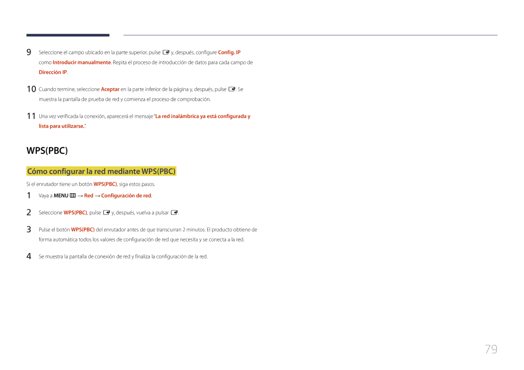 Samsung LH48RMDPLGU/EN, LH40RMDPLGU/EN manual Cómo configurar la red mediante Wpspbc, Dirección IP 