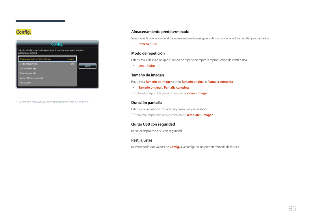 Samsung LH40RMDPLGU/EN, LH48RMDPLGU/EN manual Config 