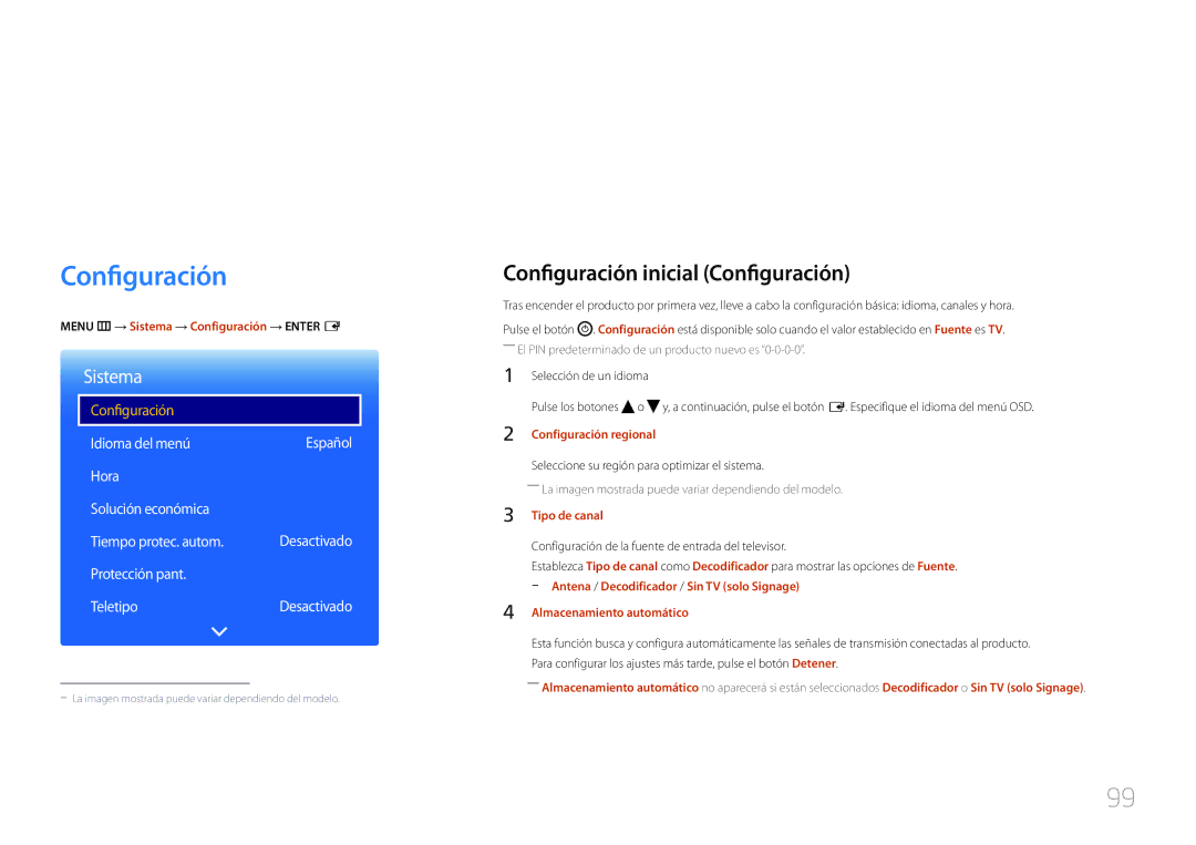 Samsung LH48RMDPLGU/EN, LH40RMDPLGU/EN manual Sistema, Configuración inicial Configuración 