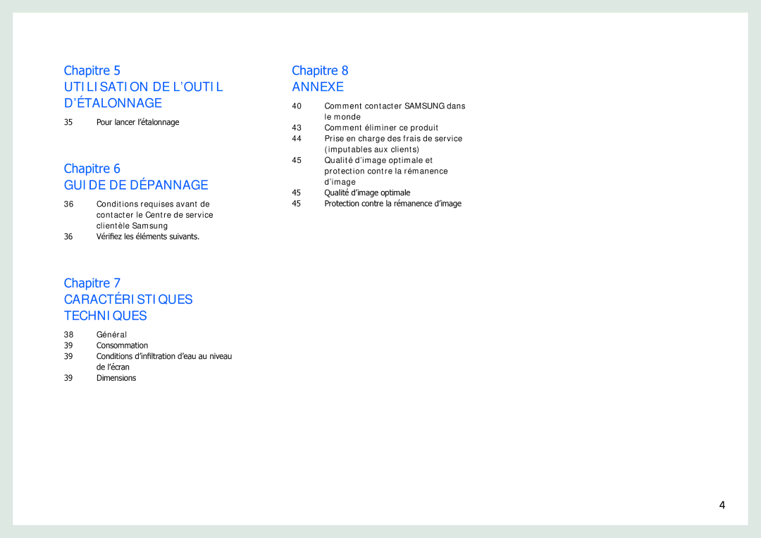 Samsung LH40SFWTGC/EN manual Utilisation DE L’OUTIL D’ÉTALONNAGE 