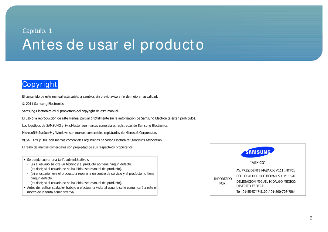 Samsung LH40SFWTGC/EN manual Antes de usar el producto, Copyright 