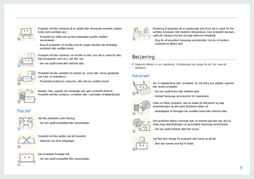 Samsung LH40SFWTGC/EN manual Betjening 