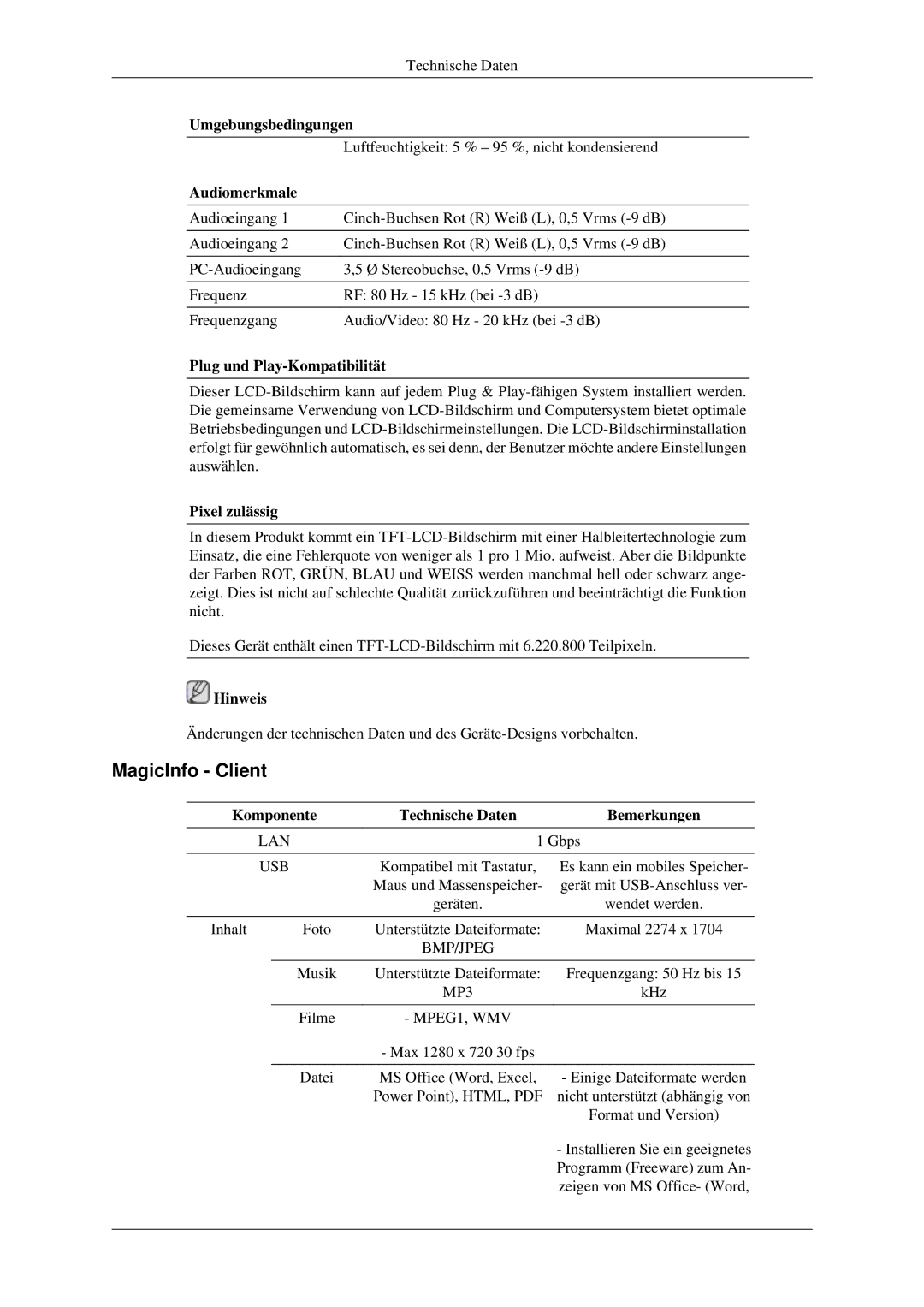 Samsung LH40TCTMBC/EN, LH46TCTMBC/EN manual KHz 