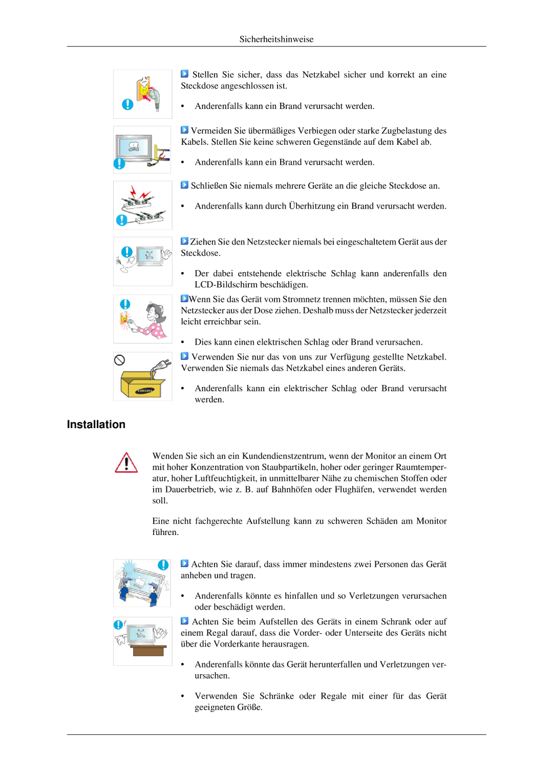 Samsung LH46TCTMBC/EN, LH40TCTMBC/EN manual Installation 