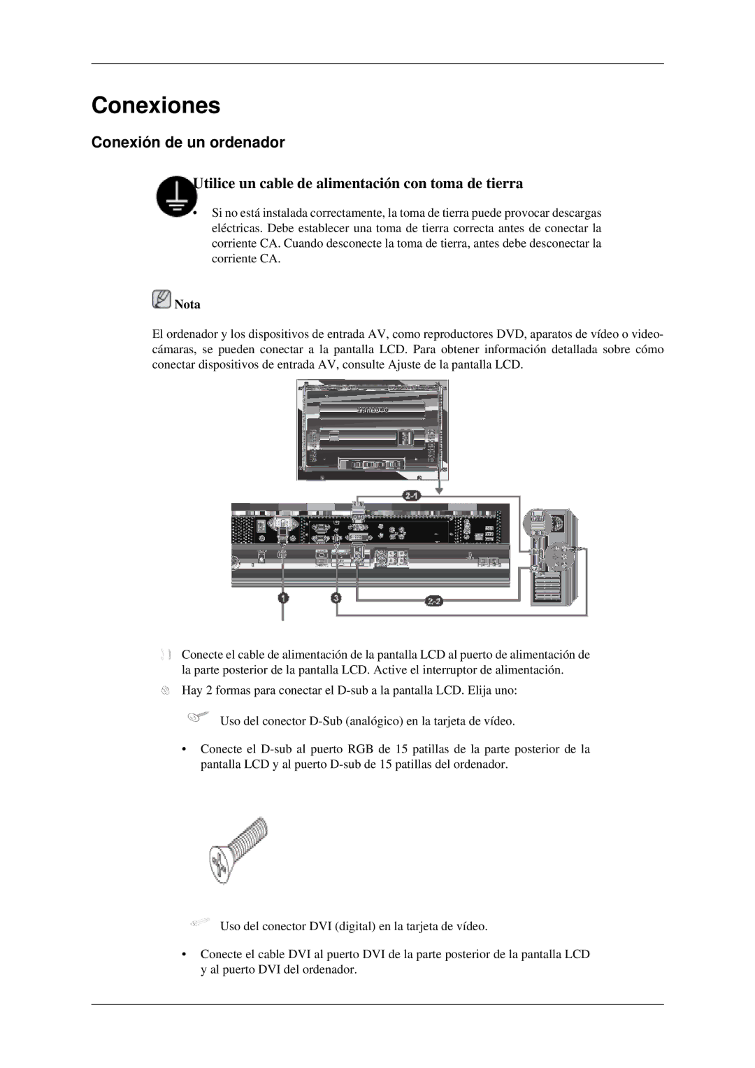 Samsung LH40TCTMBC/EN, LH46TCTMBC/EN manual Conexiones, Conexión de un ordenador 