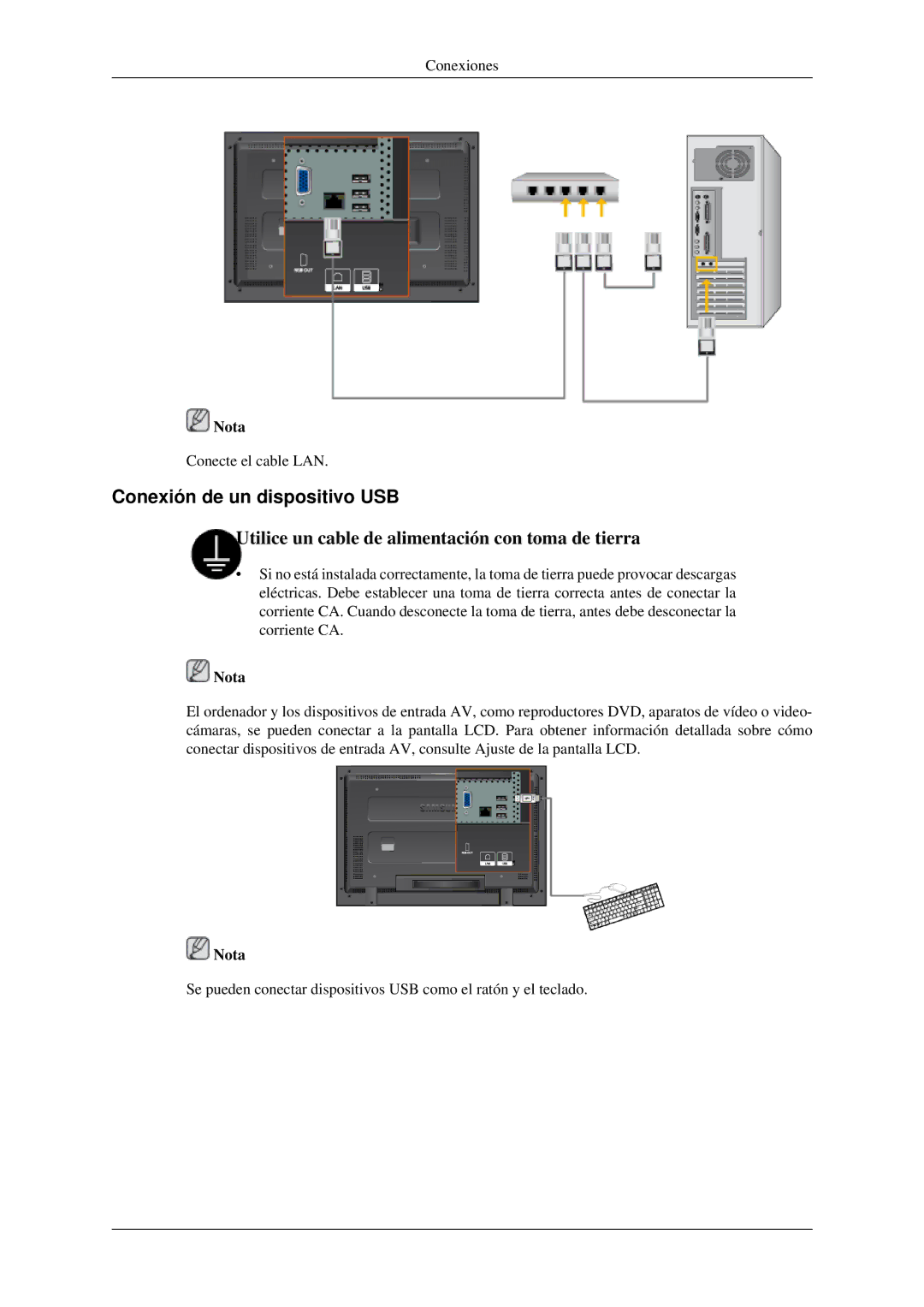 Samsung LH40TCTMBC/EN, LH46TCTMBC/EN manual Conexión de un dispositivo USB 