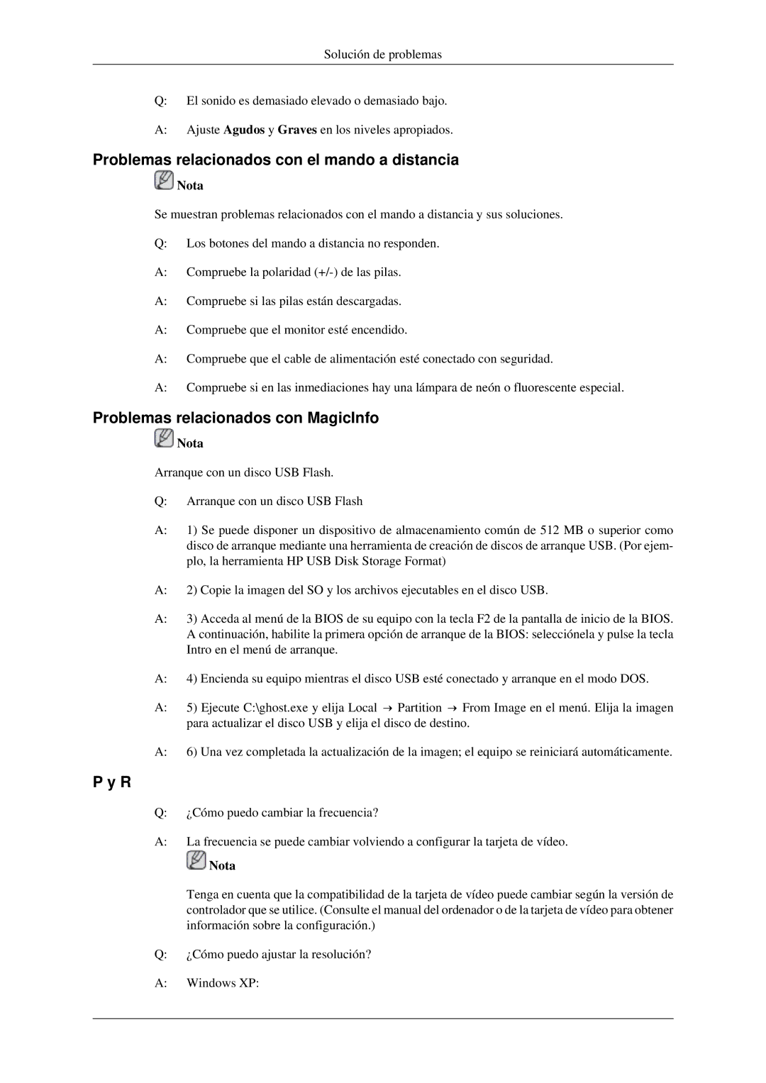 Samsung LH46TCTMBC/EN, LH40TCTMBC/EN Problemas relacionados con el mando a distancia, Problemas relacionados con MagicInfo 