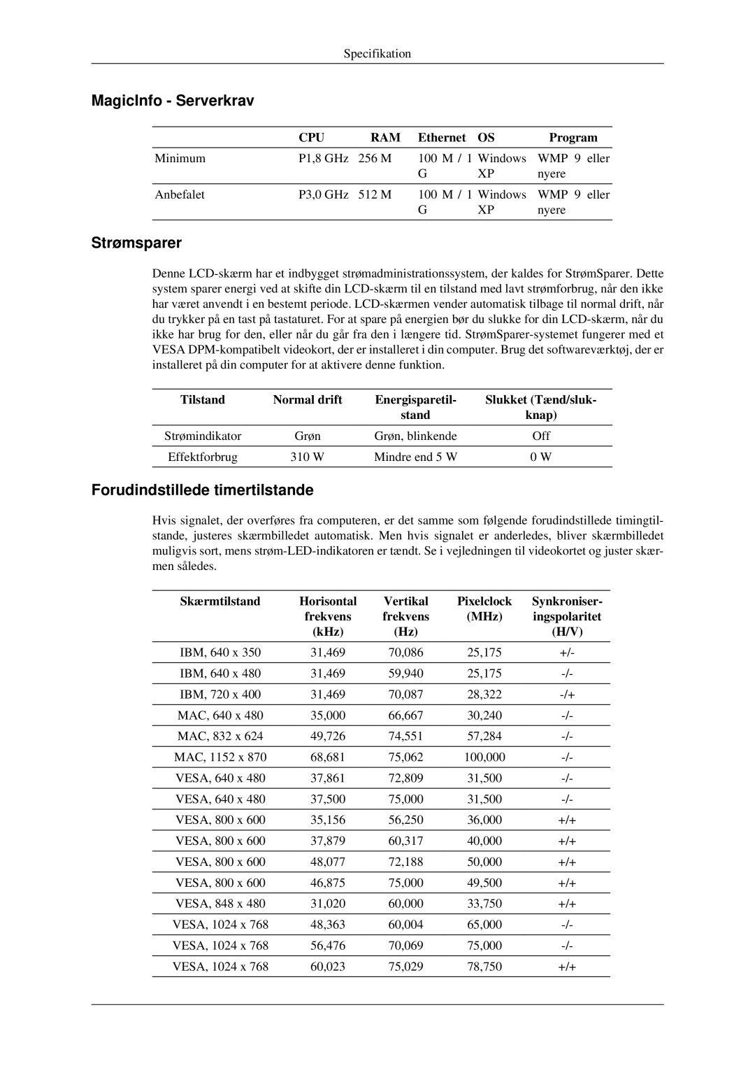 Samsung LH40TCTMBC/EN, LH46TCTMBC/EN manual MagicInfo Serverkrav 