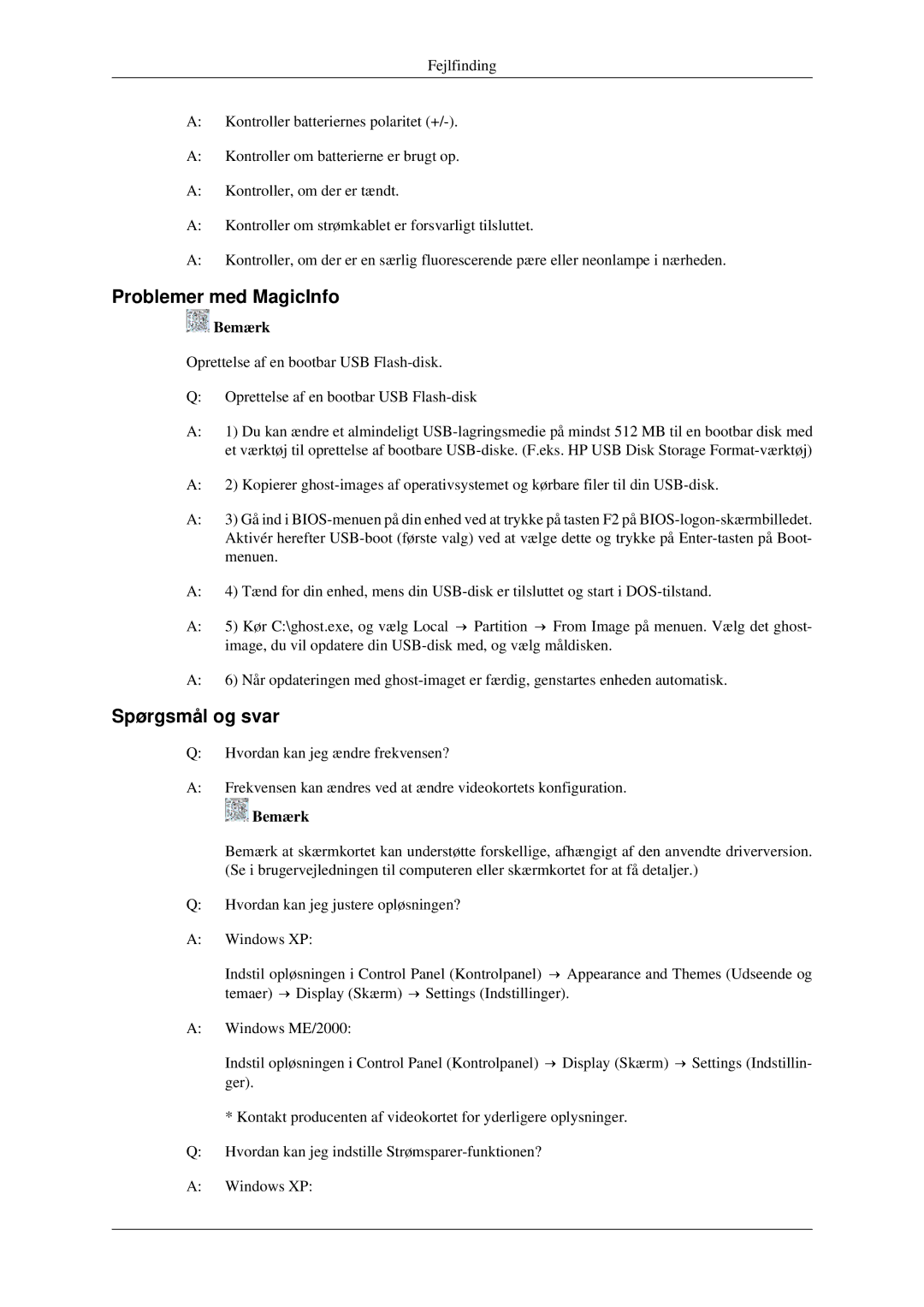 Samsung LH40TCTMBC/EN, LH46TCTMBC/EN manual Problemer med MagicInfo, Spørgsmål og svar 