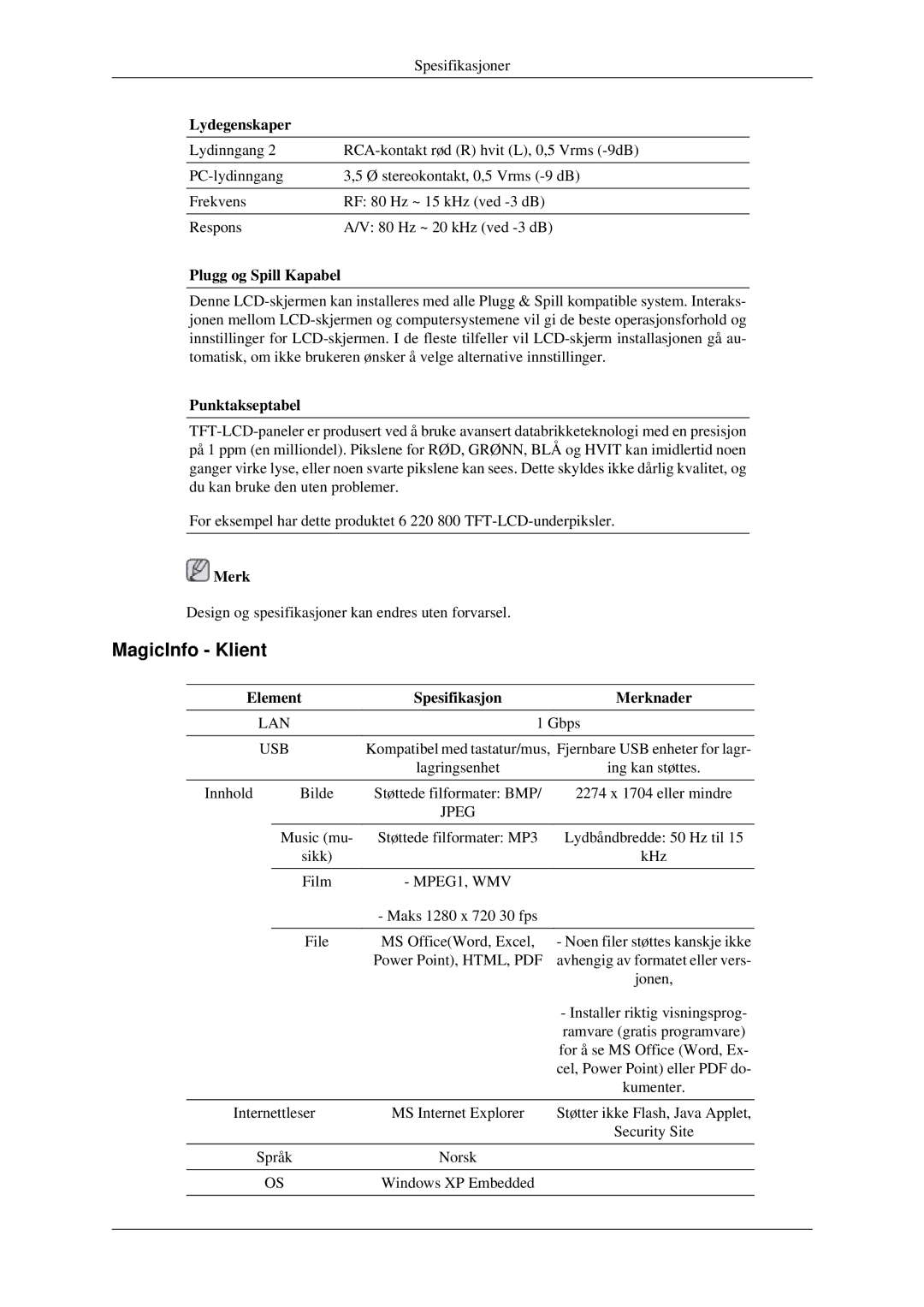 Samsung LH46TCTMBC/EN, LH40TCTMBC/EN manual MagicInfo Klient 