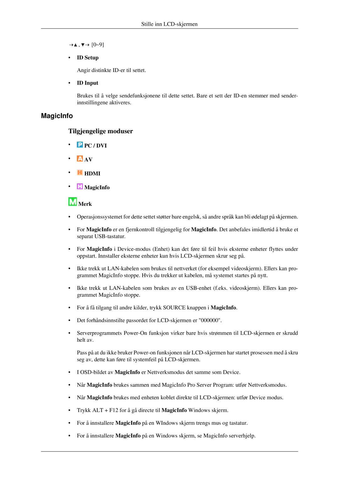 Samsung LH40TCTMBC/EN, LH46TCTMBC/EN manual MagicInfo, ID Setup, ID Input 