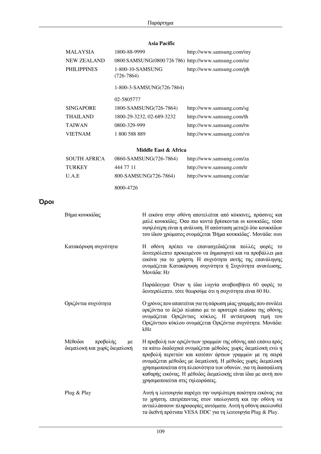 Samsung LH40TCQMBG/EN, LH40TCUMBG/EN, LH46TCUMBG/EN, LH40TCUMBC/EN manual Όροι, Middle East & Africa 