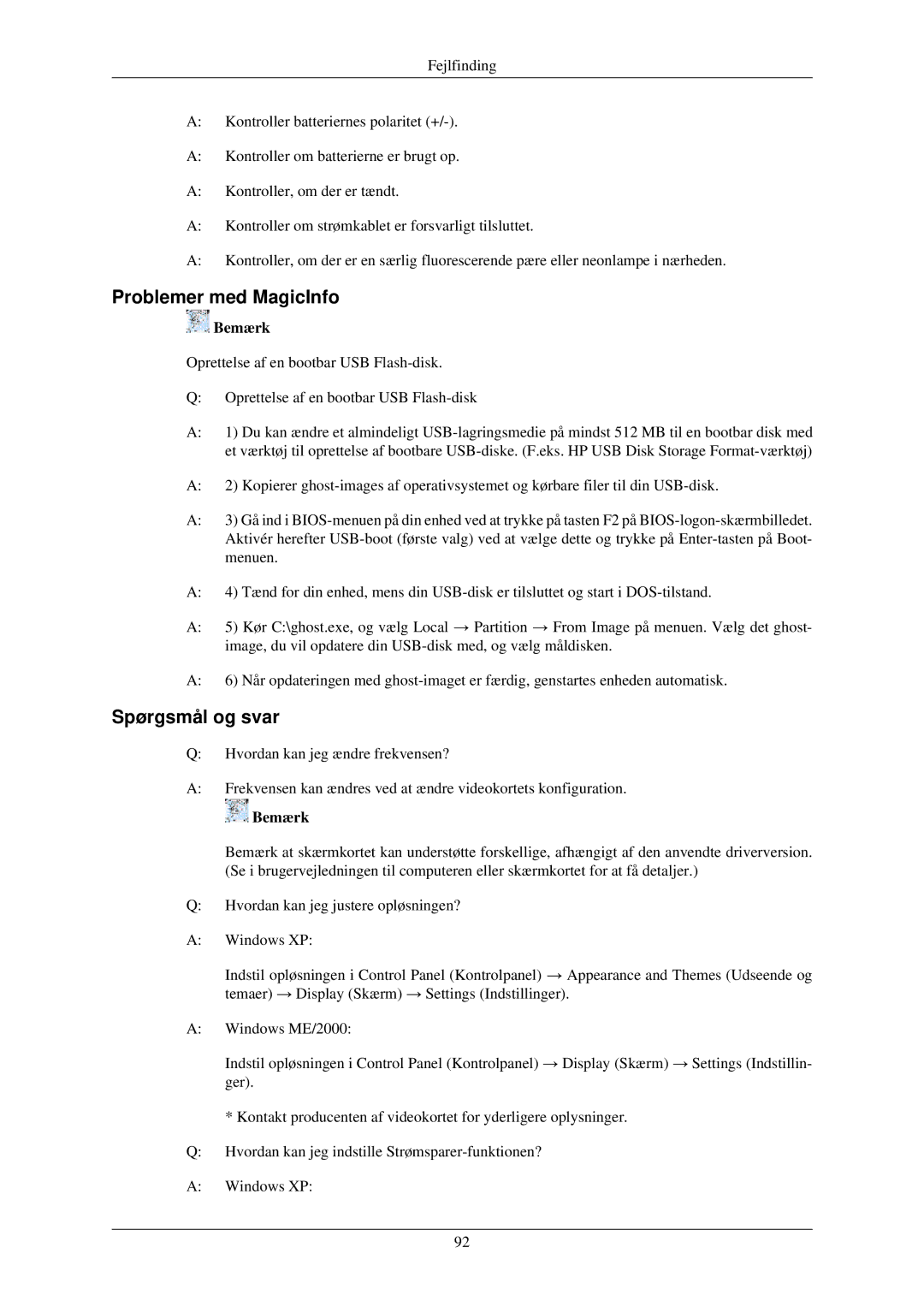 Samsung LH40TCQMBG/EN, LH40TCUMBG/EN, LH46TCUMBC/EN, LH46TCUMBG/EN, LH40TCUMBC/EN Problemer med MagicInfo, Spørgsmål og svar 