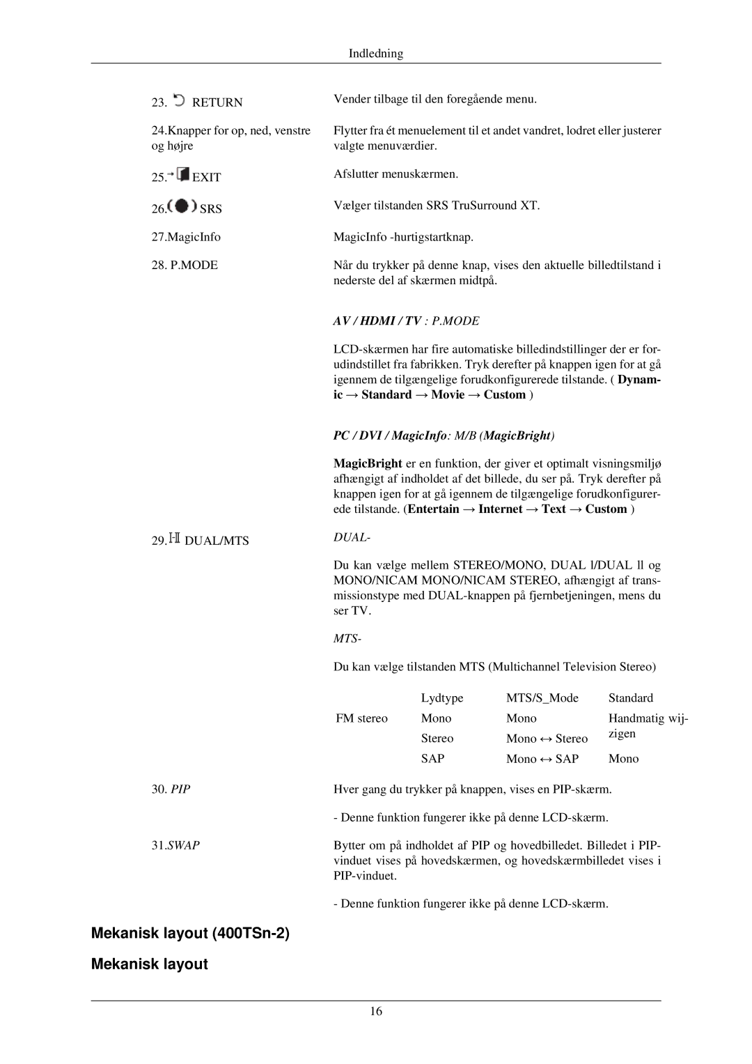 Samsung LH40TCQMBG/EN, LH40TCUMBG/EN, LH46TCUMBC/EN, LH46TCUMBG/EN manual Mekanisk layout 400TSn-2, AV / Hdmi / TV P.MODE 