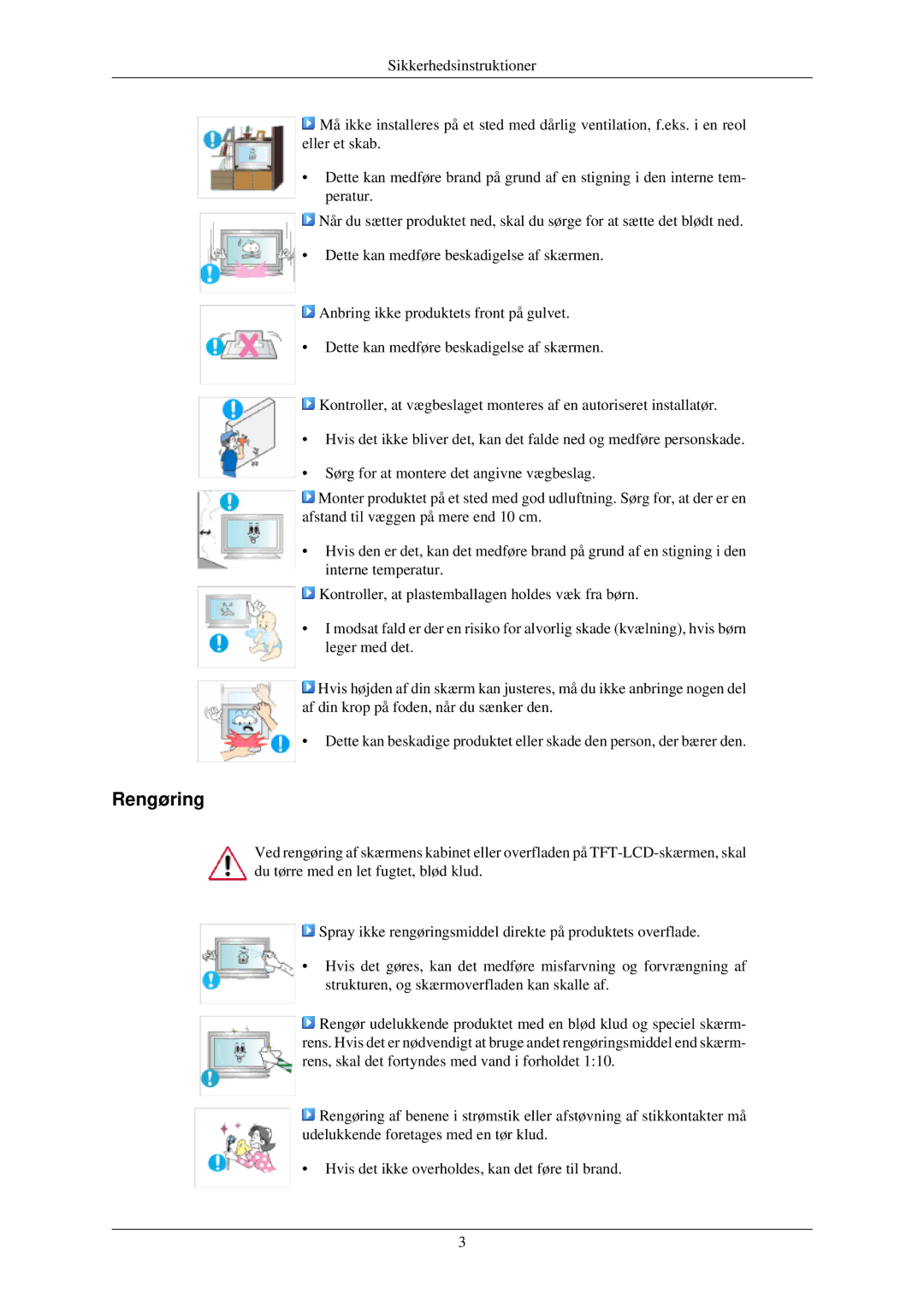 Samsung LH40TCUMBC/EN, LH40TCUMBG/EN, LH46TCUMBC/EN, LH40TCQMBG/EN, LH46TCUMBG/EN manual Rengøring 