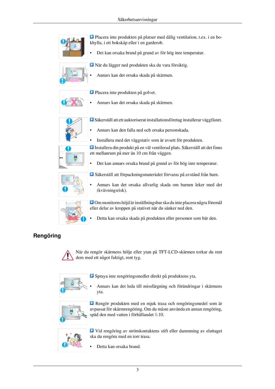 Samsung LH40TCUMBC/EN, LH40TCUMBG/EN, LH46TCUMBC/EN, LH40TCQMBG/EN, LH46TCUMBG/EN manual Rengöring 